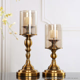 NNEAGS 42cm Gold Nordic Deluxe Candlestick Candle Holder Stand Pillar Glass /Iron