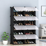 NNEAGS 8 Tier 2 Column Shoe Rack Organizer Sneaker Footwear Storage Stackable Stand Cabinet Portable Wardrobe with Cover