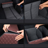 NNEAGS 4X Leather Car Boot Collapsible Foldable Trunk Cargo Organizer Portable Storage Box Coffee/Gold Stitch Small
