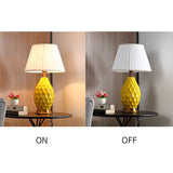 NNEAGS 4X Textured Ceramic Oval Table Lamp with Gold Metal Base Yellow