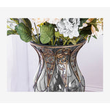 NNEAGS 85cm European Clear Glass Floor Home Decor Flower Vase with Tall Metal Stand