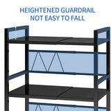 NNEAGS 3 Tier Steel Black Retractable Kitchen Microwave Oven Stand Multi-Functional Shelves Storage Organizer