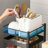 NNEAGS 2X 2 Tier Steel Square Rotating Kitchen Cart Multi-Functional Shelves Portable Storage Organizer with Wheels