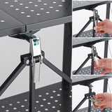 NNEAGS 2X 5 Tier Steel Black Foldable Kitchen Cart Multi-Functional Shelves Portable Storage Organizer with Wheels