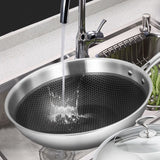 NNEAGS 2X 18/10 Stainless Steel Fry Pan 30cm Frying Pan Top Grade Cooking Non Stick Interior Skillet with Lid