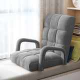 NNEAGS 2X Foldable Lounge Cushion Adjustable Floor Lazy Recliner Chair with Armrest Grey