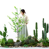 NNEAGS 4X 95cm Green Artificial Indoor Cactus Tree Fake Plant Simulation Decorative 2 Heads