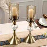 NNEAGS 43cm Glass Candle Holder Candle Stand Glass/Metal
