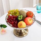 NNEAGS Bronze Pedestal Crystal Glass Fruit Bowl Candy Holder Countertop Dessert Serving Basket Decor
