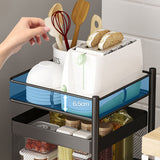 NNEAGS 3 Tier Steel Square Rotating Kitchen Cart Multi-Functional Shelves Portable Storage Organizer with Wheels