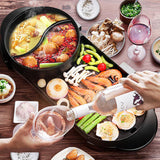 NNEAGS 2X 2  in 1 Electric Non-Stick BBQ Teppanyaki Grill Plate Steamboat Hotpot 2-8 Person