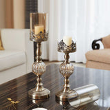 NNEAGS 2X 48cm Glass Candle Holder Candle Stand Glass/Metal