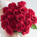 NNEAGS 5pcs Artificial Silk Flower Fake Rose Bouquet Table Decor Red