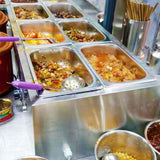 NNEAGS 2X Stainless Steel 3 X 1/2 GN Pan Electric Bain-Marie Food Warmer with Lid