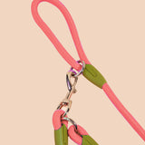 NNEAGS 2X 220cm Multifunction Hands-Free Rope Pet Cat Dog Puppy Double Ended Leash for Walking Training Tracking Obedience Pink
