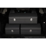 NNEAGS 4X Leather Car Boot Collapsible Foldable Trunk Cargo Organizer Portable Storage Box With Lock Black Medium