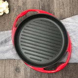 NNEAGS 2X Enamel Porcelain 26cm Cast Iron Frying Pan Skillet Non-stick Coating Steak Sizzle Platter