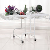 NNEAGS 3 Tier Steel White Adjustable Kitchen Cart Multi-Functional Shelves Portable Storage Organizer with Wheels