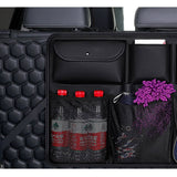 NNEAGS High Quality Leather Car Rear Back Seat Storage Bag Organizer Interior Accessories Black
