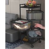 NNEAGS 4 Tier Steel Square Rotating Kitchen Cart Multi-Functional Shelves Portable Storage Organizer with Wheels