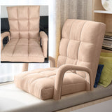 NNEAGS 2X Foldable Lounge Cushion Adjustable Floor Lazy Recliner Chair with Armrest Khaki