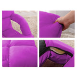 NNEAGS 4X Foldable Lounge Cushion Adjustable Floor Lazy Recliner Chair with Armrest Purple