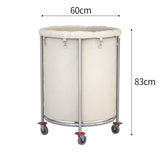 NNEAGS Stainless Steel Round Soiled Linen Laundry Trolley Cart with Wheels White