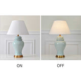 NNEAGS 2X Oval Ceramic Table Lamp with Gold Metal Base Desk Lamp Yellow