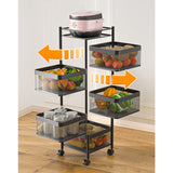 NNEAGS 2X 5 Tier Steel Square Rotating Kitchen Cart Multi-Functional Shelves Portable Storage Organizer with Wheels