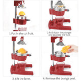 NNEAGS 2X Manual Juicer Hand Press Juice Extractor Squeezer Orange Citrus Red
