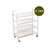 NNEAGS 2X 4 Tier Stainless Steel Kitchen Dinning Food Cart Trolley Utility Size Square Medium