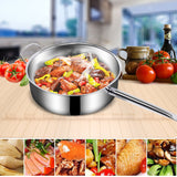 NNEAGS 30cm Stainless Steel Saucepan Sauce pan with Glass Lid and Helper Handle Triple Ply Base Cookware