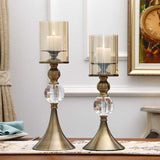 NNEAGS 2X 38cm Glass Candle Holder Candle Stand Glass/Metal