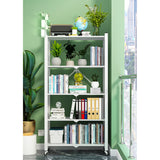 NNEAGS 2X 5 Tier Steel White Foldable Display Stand Multi-Functional Shelves Portable Storage Organizer with Wheels