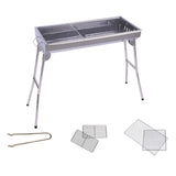 NNEAGS 2X Skewers Grill Portable Stainless Steel Charcoal BBQ Outdoor 6-8 Persons