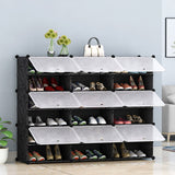 NNEAGS 6 Tier 3 Column Shoe Rack Organizer Sneaker Footwear Storage Stackable Stand Cabinet Portable Wardrobe with Cover