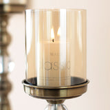 NNEAGS 37.4cm Glass Candlestick Candle Holder Stand Pillar Glass/Iron Metal