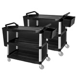 NNEAGS 2X 3 Tier Covered Food Trolley Food Waste Cart Storage Mechanic Kitchen with Bins