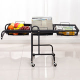 NNEAGS 2X 3 Tier Steel Black Adjustable Kitchen Cart Multi-Functional Shelves Portable Storage Organizer with Wheels