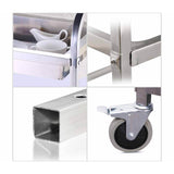 NNEAGS 2X 2 Tier 95x50x95cm Stainless Steel Kitchen Trolley Bowl Collect Service FoodCart Large