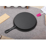 NNEAGS 2X 26cm Round Cast Iron Frying Pan Skillet Griddle Sizzle Platter