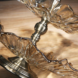 NNEAGS 2 Tier Bronze Lotus Vertex Crystal Glass Fruit Bowl Candy Holder Countertop Dessert Serving Basket Decor