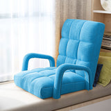 NNEAGS 4X Foldable Lounge Cushion Adjustable Floor Lazy Recliner Chair with Armrest Blue