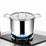 NNEAGS 2X 20cm Stainless Steel Soup Pot Stock Cooking Stockpot Heavy Duty Thick Bottom with Glass Lid