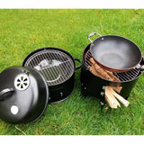 NNEAGS 3 In 1 Barbecue Smoker Outdoor Charcoal BBQ Grill Camping Picnic Fishing