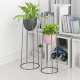 NNEAGS 4X 50cm Round Wire Metal Flower Pot Stand with Black Flowerpot Holder Rack Display