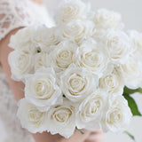 NNEAGS 10pcs Artificial Silk Flower Fake Rose Bouquet Table Decor White