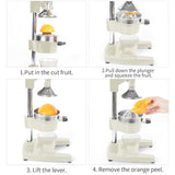 NNEAGS 2X Manual Juicer Hand Press Juice Extractor Squeezer Orange Citrus White