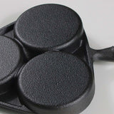 NNEAGS 2X 3 Mold Cast Iron Breakfast Fried Egg Pancake Omelette Fry Pan