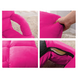 NNEAGS 4X Foldable Lounge Cushion Adjustable Floor Lazy Recliner Chair with Armrest Pink